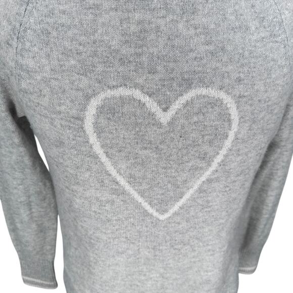 The White Label Company Heart Sweater Women's XS Heather Gray 100% Cashmere Knit - Picture 4 of 11